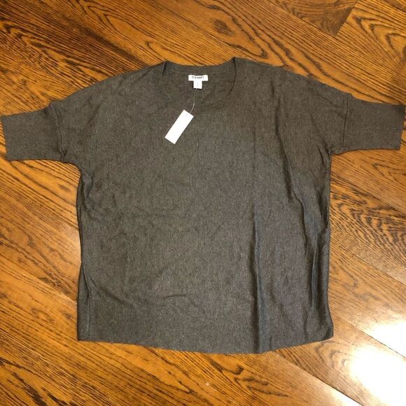 Women’s Charcoal Grey Flat Knit Ribbed Elbow Sleeve Sweater Sz Medium NWT - Picture 4 of 10